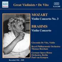 Great Violinists - De Vito: MOZART: Violin Concerto No. 3, BRAHMS: Violin Concerto