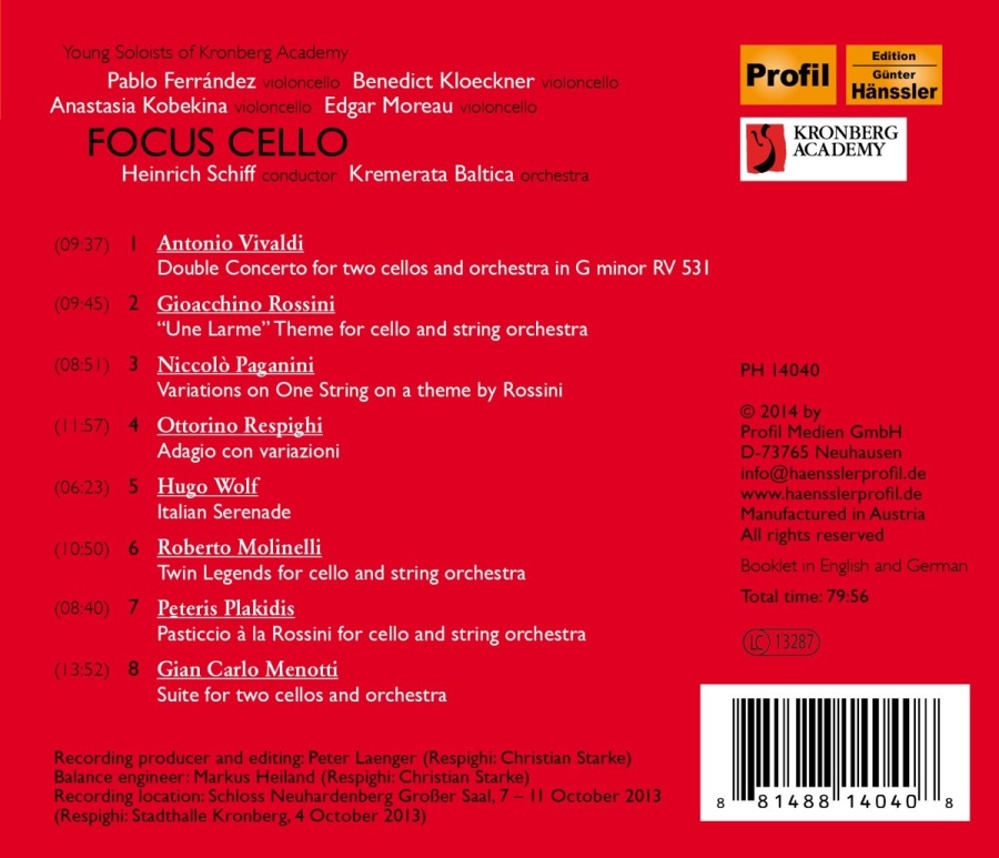 Focus Cello - Vivaldi; Rossini; Paganini; Respighi; Wolf; Molinelli; Plakadis; Menotti - slide-1