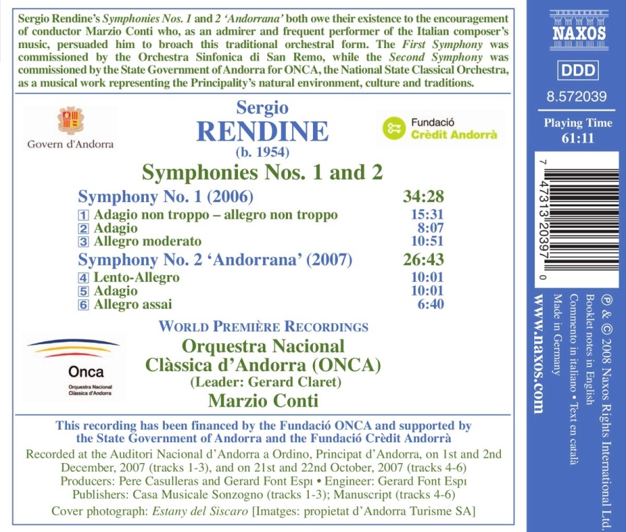 Rendine: Symphonies Nos. 1 and 2 - slide-1