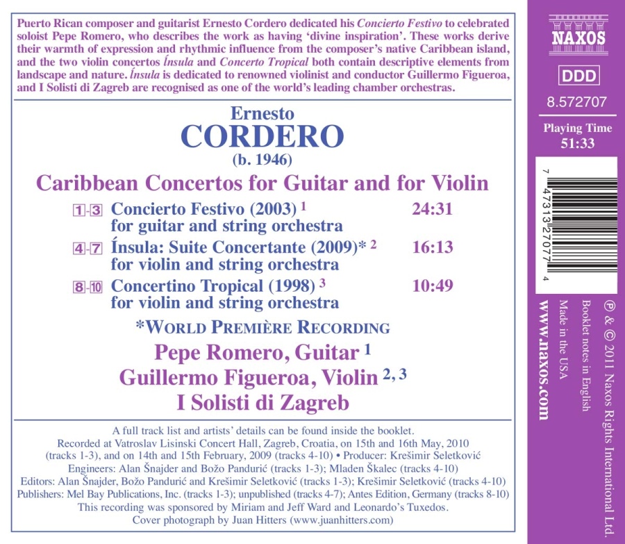 Ernesto Cordero: Caribbean Concertos for Guitar and for Violin - slide-1
