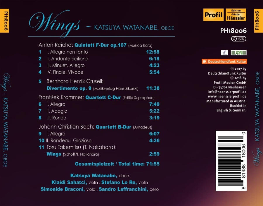 Wings - Reicha; Crusell; Krommer; Bach; Takemitsu - slide-1