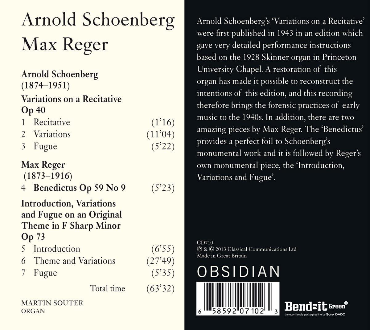 Schoenberg: Variations on a Recitative / Reger: Benedictus - slide-1