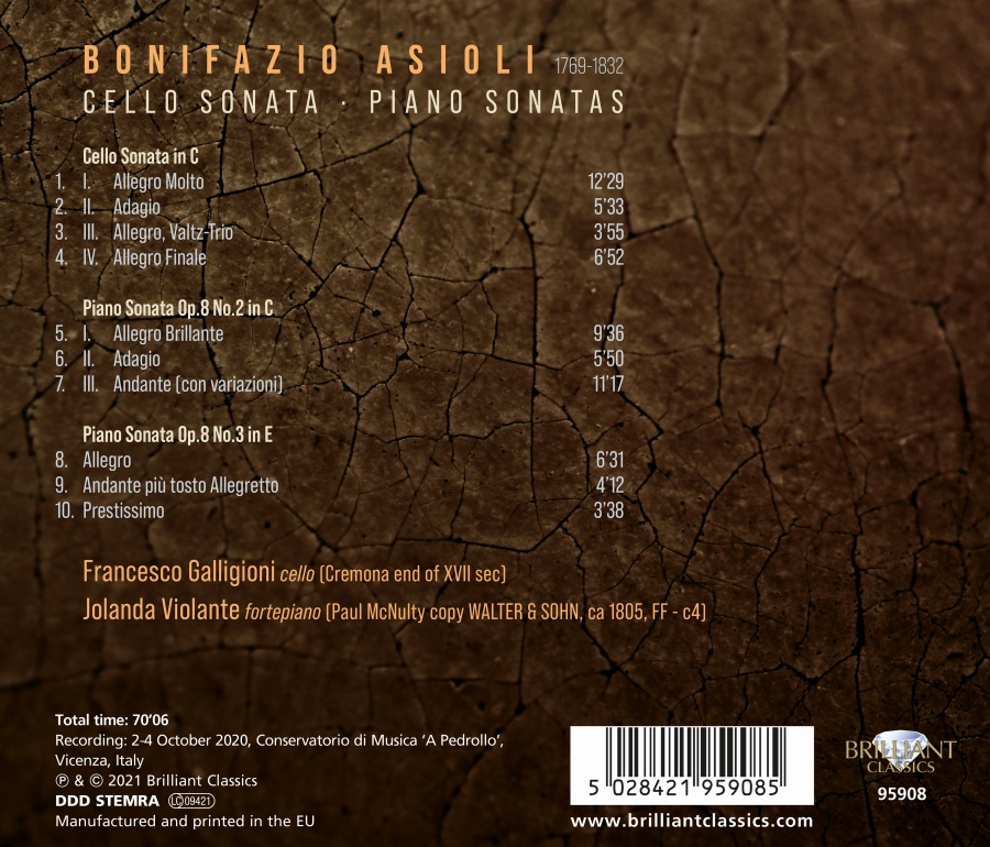 Asioli: Cello Sonata; Piano Sonatas - slide-1