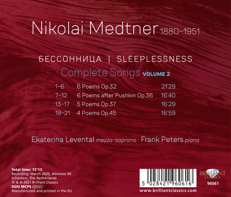 Medtner: Sleeplessness - Complete Songs Vol.2 - slide-1