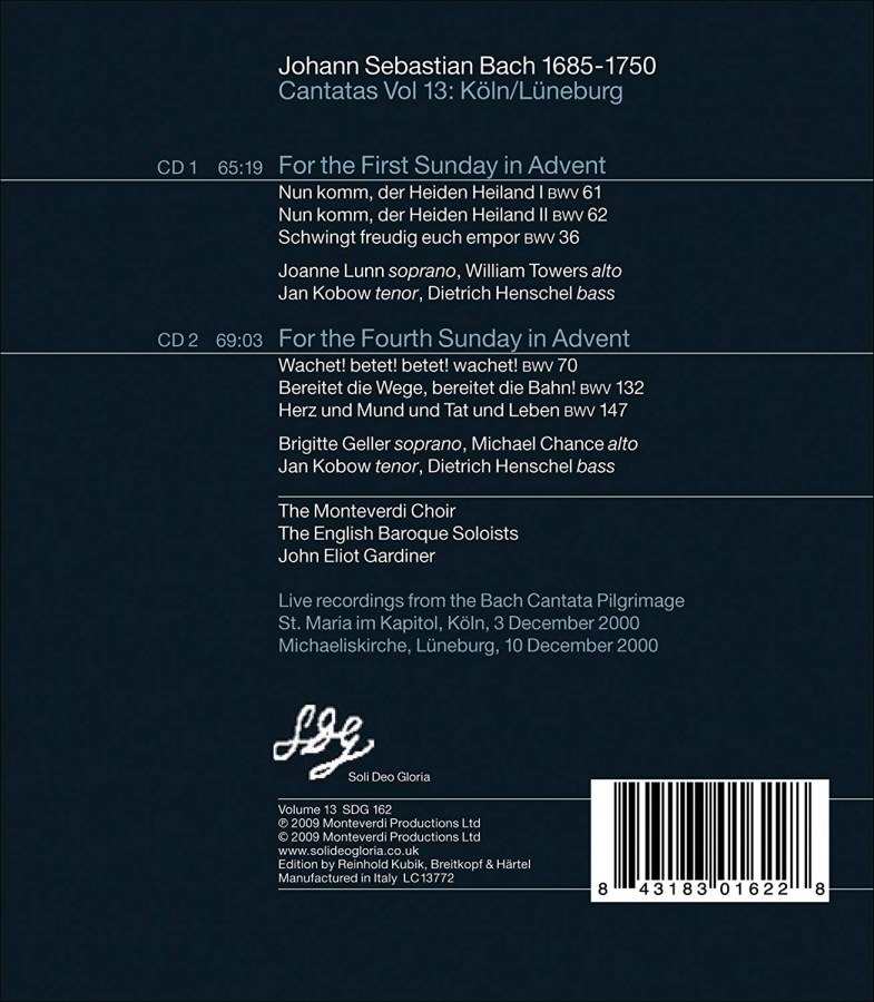 BACH: Cantatas Volume 13  (2 CD) - BWV 36, 61, 62, 70, 132, 147 - slide-1