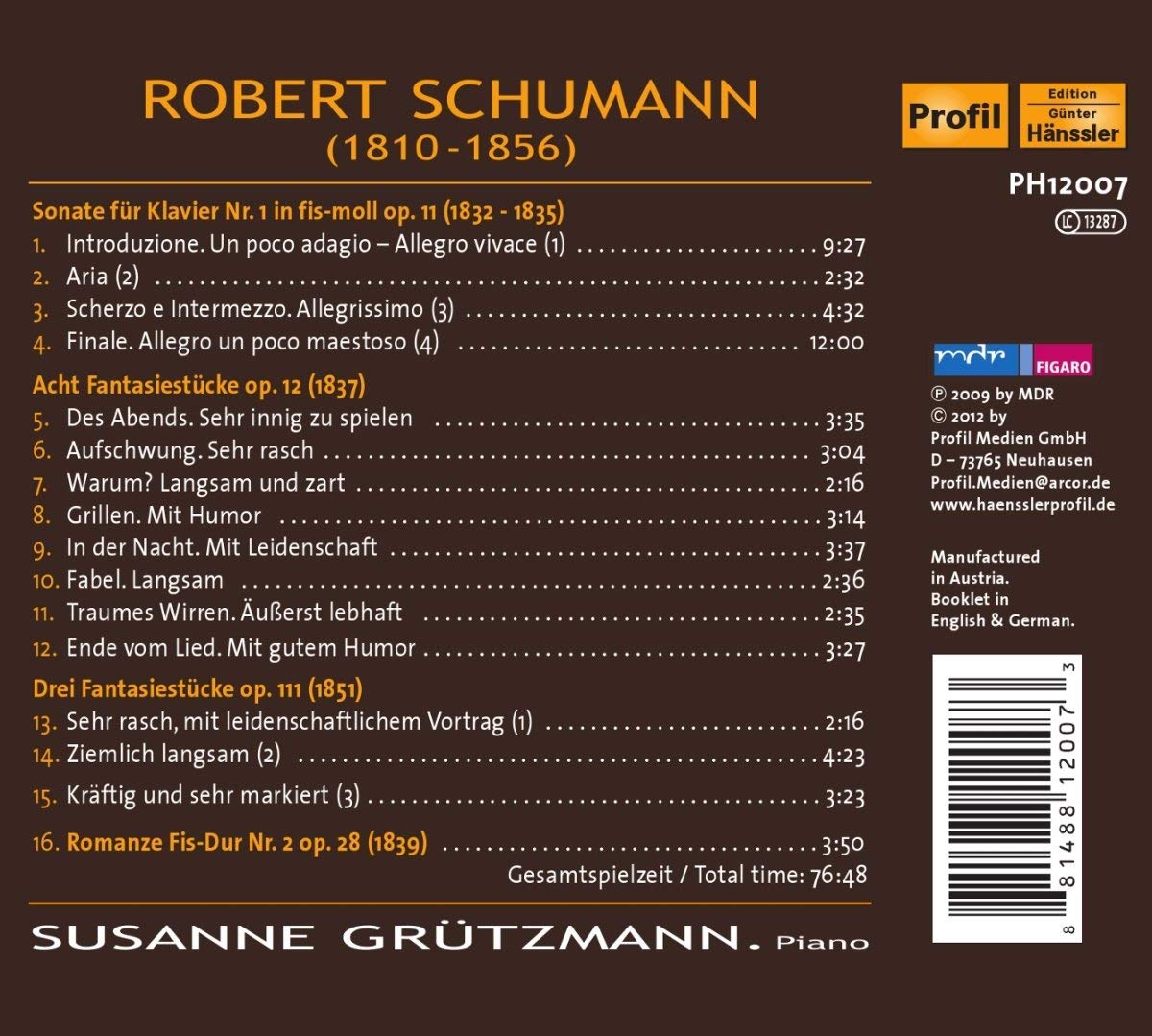 Schumann: Sonate, Fantasiestücke / Grutzmann - slide-1