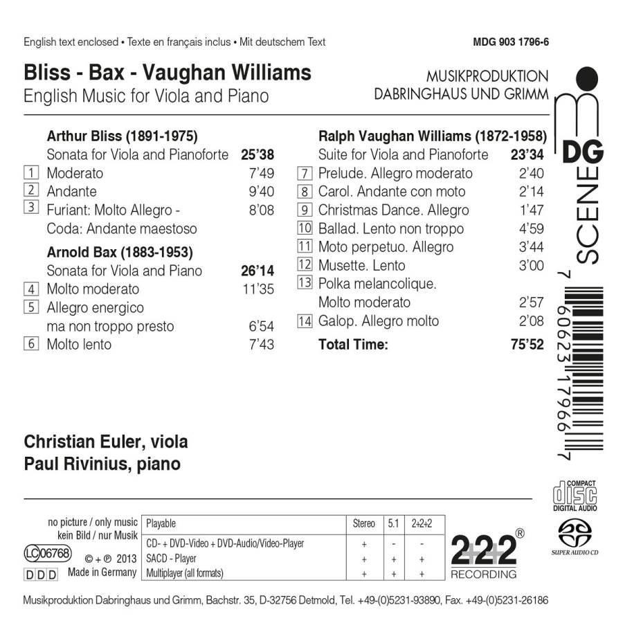 Bax; Bliss; Vaughan Williams: Sonatas - slide-1