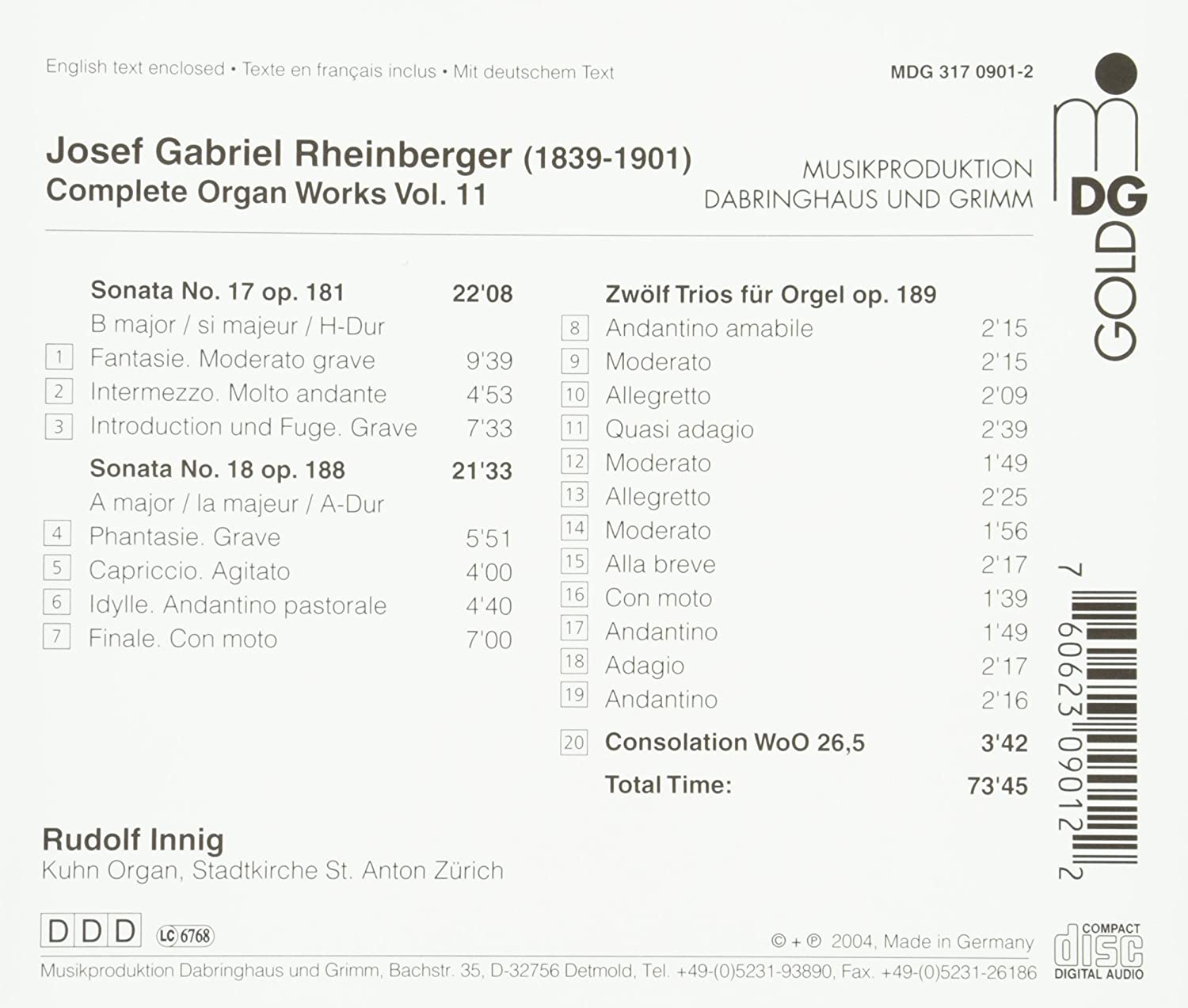 Rheinberger: Complete Organ works vol.11 - slide-1