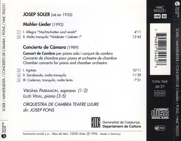 Soler / Mahler Lieder; Concierto de Camara - slide-1