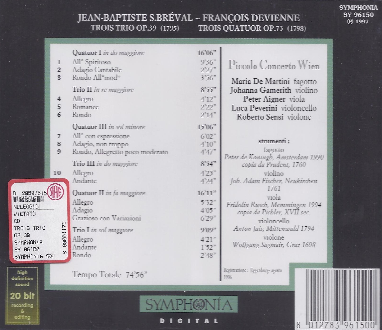 Breval: 3 Trios / Devienne: 3 Quartets, Piccolo Concerto - slide-1