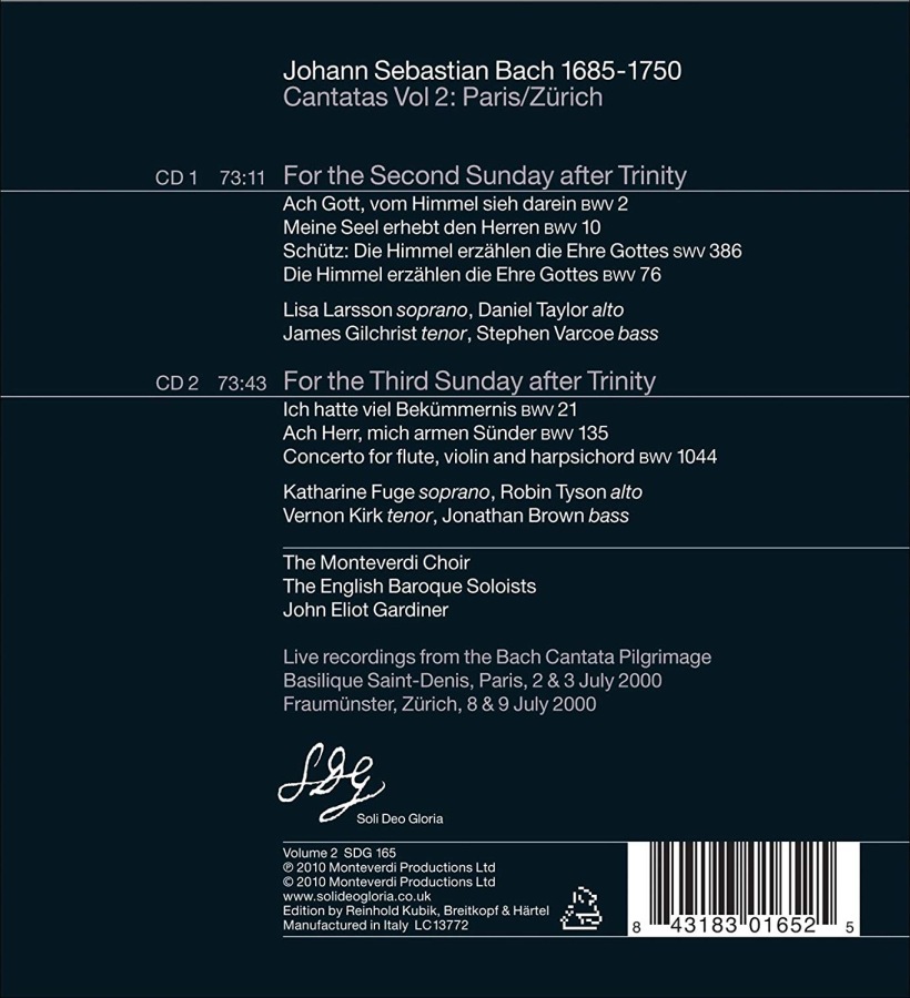 Bach: Cantatas Vol. 2  (2 CD) - BWV 2, 10, 76, 21, 135 + Concerto for flute, violin and harpsichord BWV 1044 + Schütz - slide-1