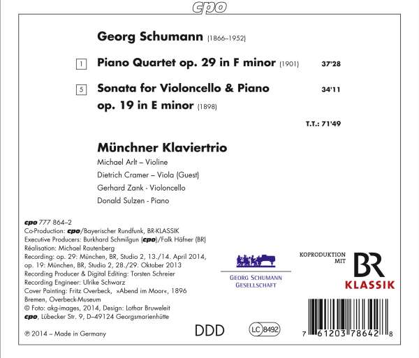Schumann, G. (1866-1952): Piano Quartet; Cello Sonata - slide-1