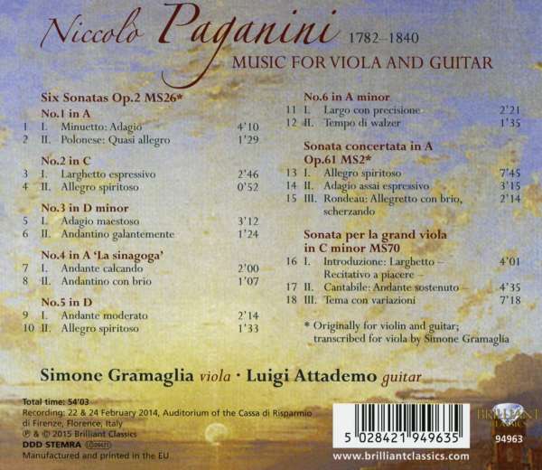 Paganini: Music for Guitar and Viola - slide-1