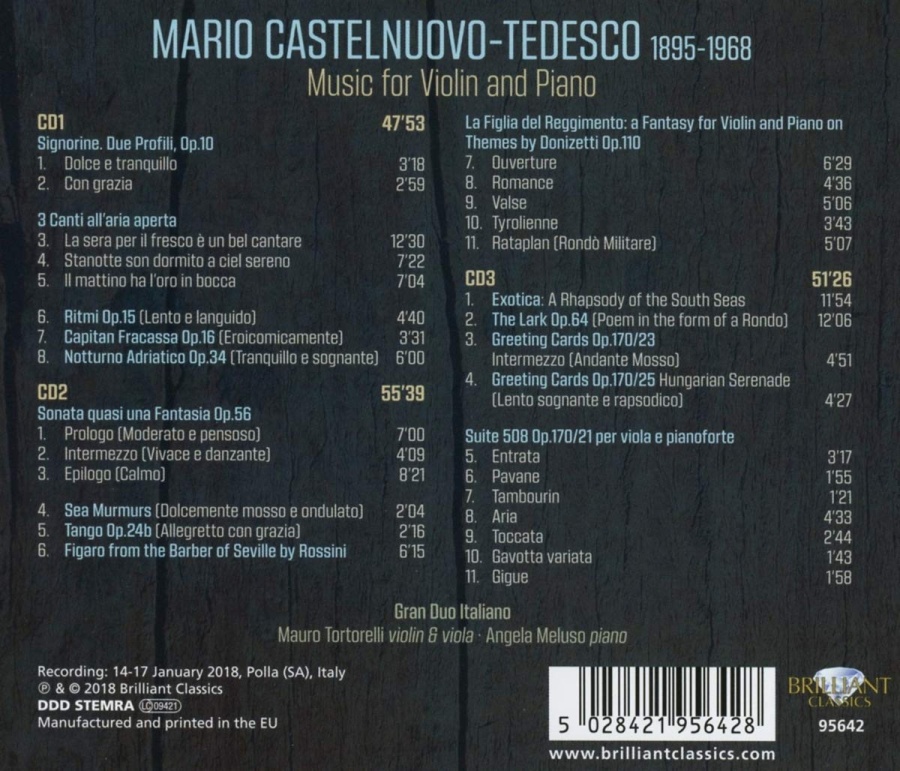 Castelnuovo-Tedesco: Music for Violin and Piano - slide-1