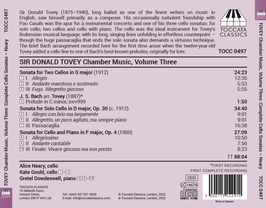 Tovey: Chamber Music Vol. 3 - The Complete Cello Sonatas - slide-1