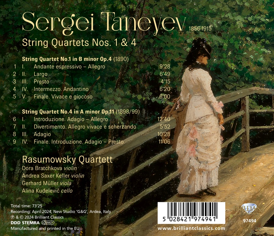 Taneyev: String Quartets Nos. 1 & 4, Vol. 1 - slide-1