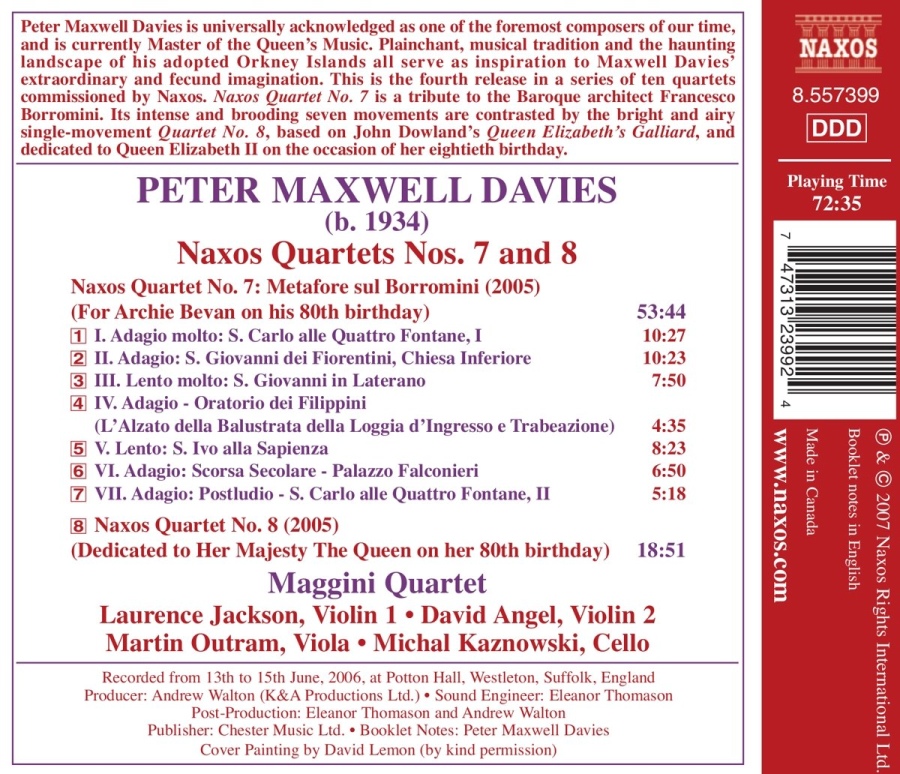 Maxwell Davies: Naxos Quartets Nos. 7 and 8 - slide-1