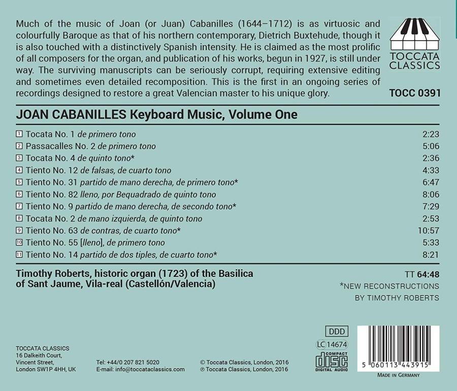 Cabanilles: Keyboard Music Vol. 1 - slide-1