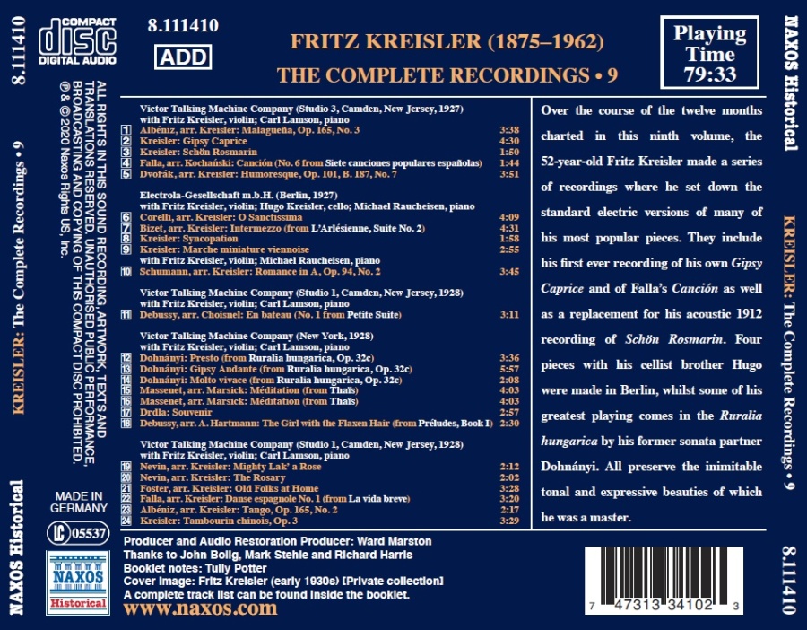 Fritz Kreisler - The Complete Recordings Vol. 9 - slide-1