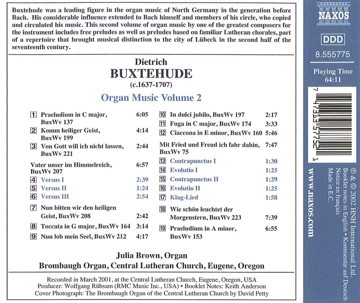 BUXTEHUDE: Organ Music Vol. 2 - slide-1