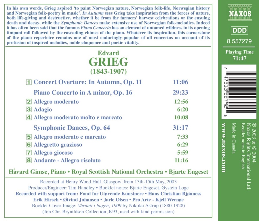 GRIEG: Orchestral Music, Vol. 1 - Piano Concerto, Op. 16; Symphonic Dances, In Autumn - slide-1