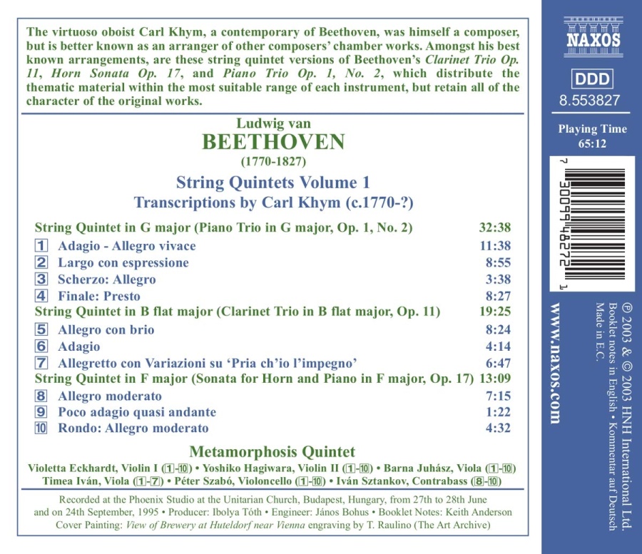 BEETHOVEN: String Quintets, Opp. 1, 11 and 17 - slide-1