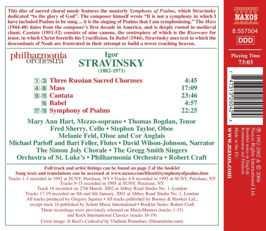 STRAVINSKY: Mass; Cantata; Symphony of Psalms - slide-1