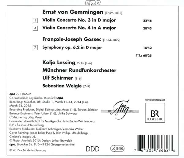 Gemmingen: Violin Concertos 3 & 4; Gossec: Symphony op. 6, 2 - slide-1