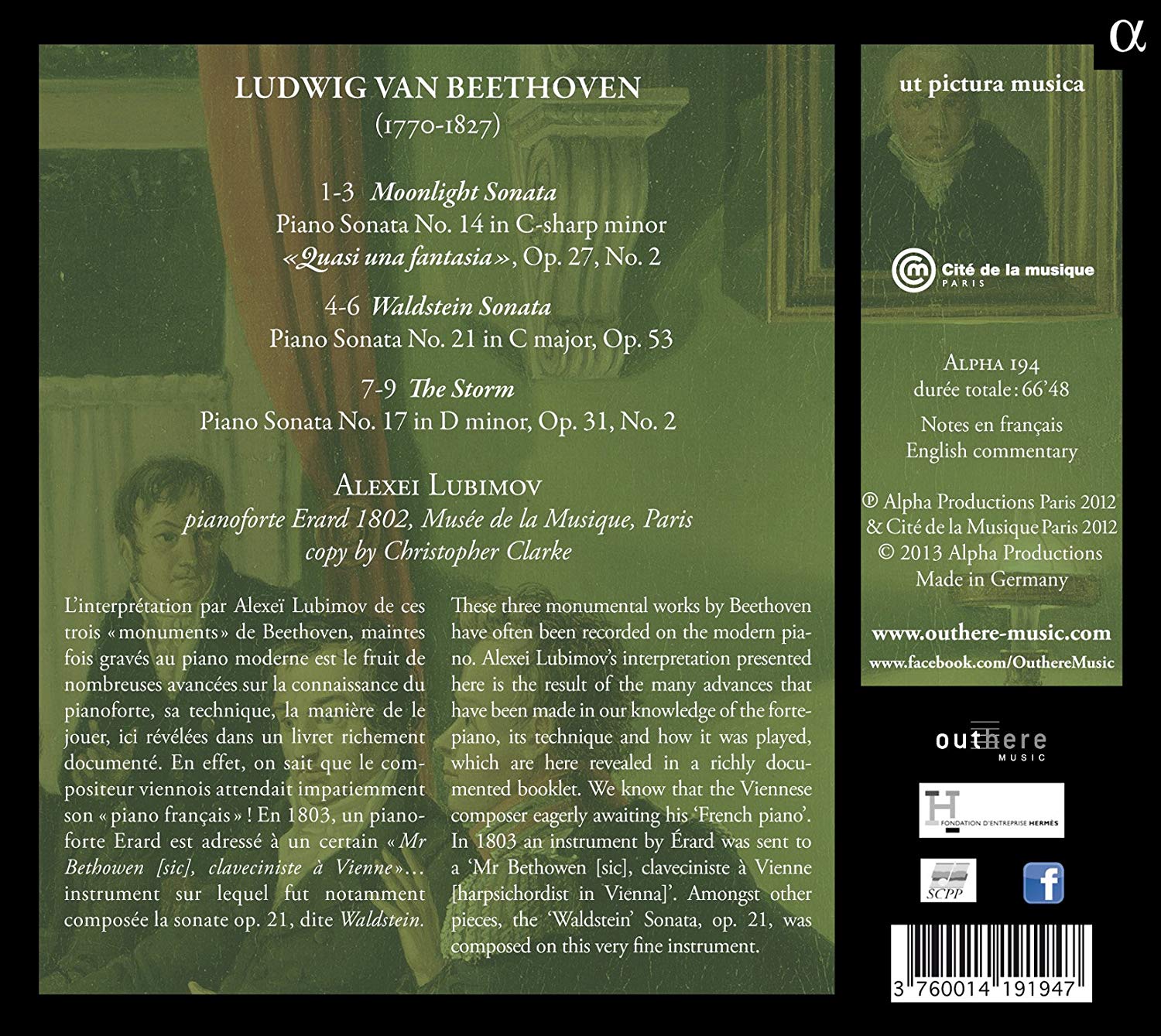 BEETHOVEN: Piano Sonatas Moonlight, Waldstein, Storm - slide-1