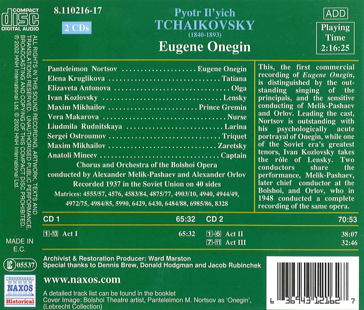 TCHAIKOVSKY: Eugene Onegin - slide-1
