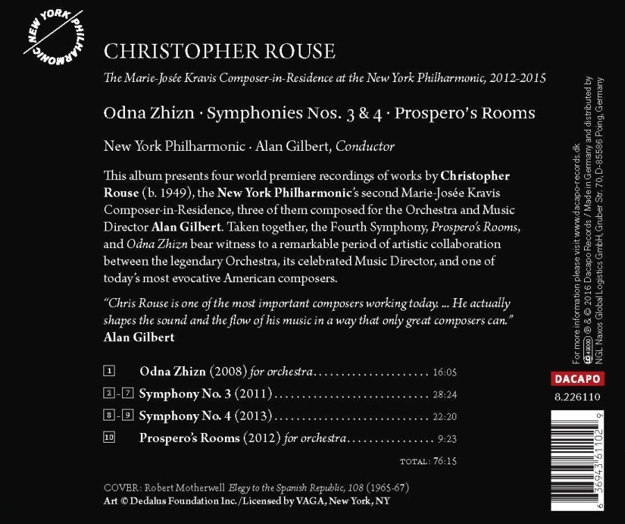 Rouse: Odna Zhizn Symphonies Nos. 3 & 4 Prospero's Rooms - slide-1