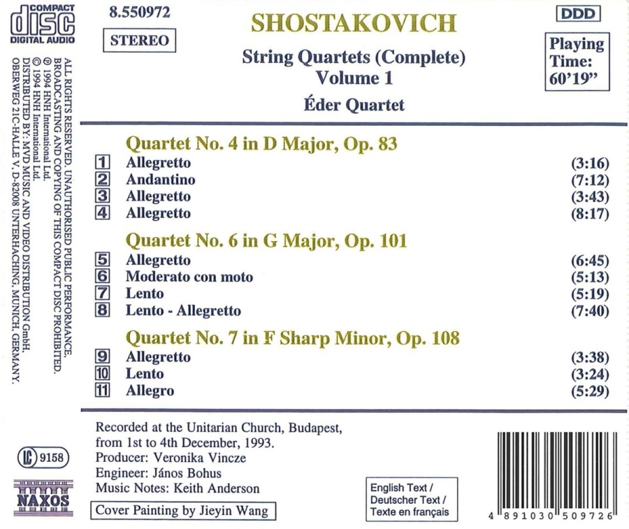 SHOSTAKOVICH: String Quartets Vol. 1, Nos. 4, 6 and 7 - slide-1