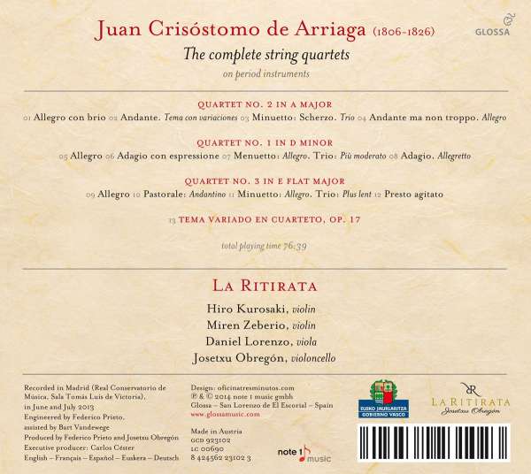 Arriaga, Juan Crisóstomo de: The complete string quartets - slide-1