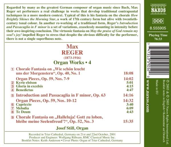 REGER: Organ Works, Vol. 4 - Chorale Fantasia on Wie schon leucht uns der Morgenstern; Organ Pieces - slide-1