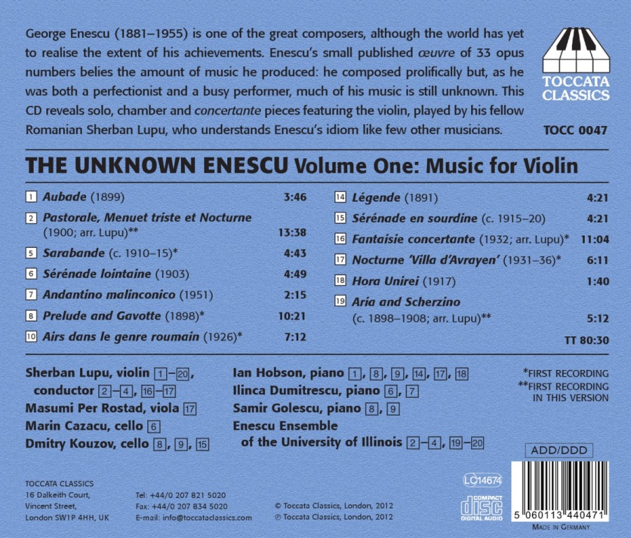 Enescu: The Unknown Enescu Vol. 1 - Music for Violin - slide-1