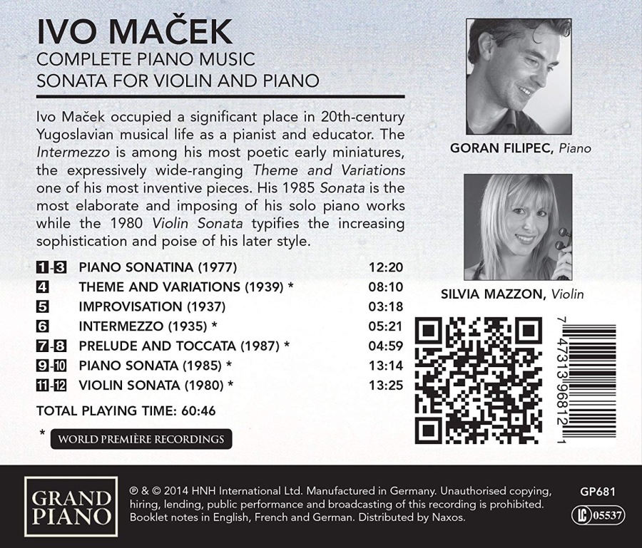 Maček: Complete Piano Music ,Sonata for Violin & Piano - slide-1