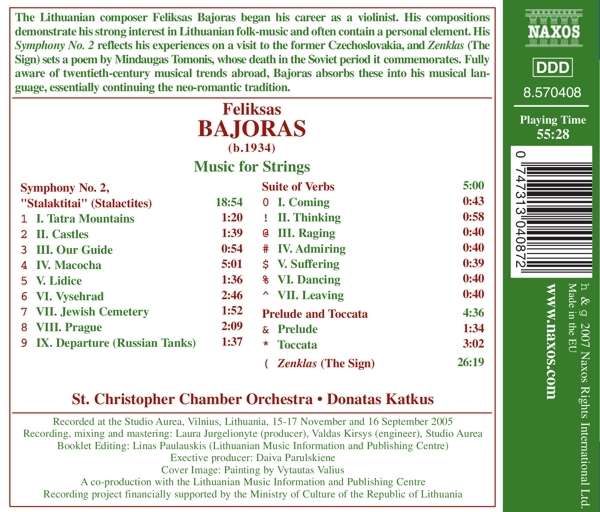 BAJORAS: Symphony No. 2; Suite of Verbs; Prelude and Toccata; The Sign - slide-1