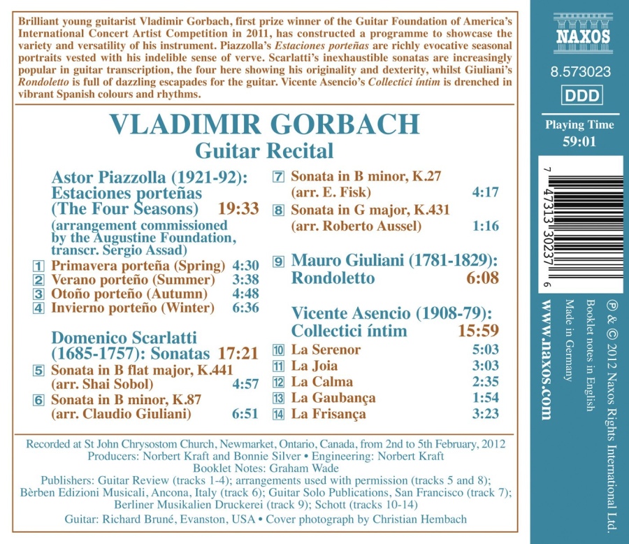 Vladimir Gorbach: Guitar Recital - Piazzolla, Scarlatti, Giuliani, Asencio - slide-1