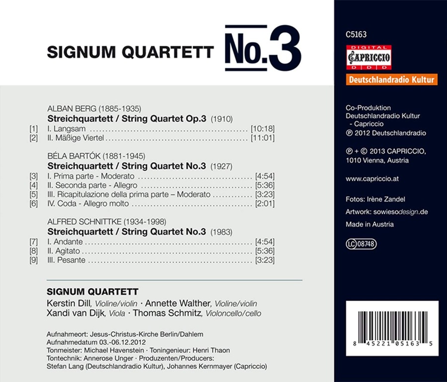 Berg, Bartók & Schnittke: String Quartets No. 3 & Op. 3 - slide-1
