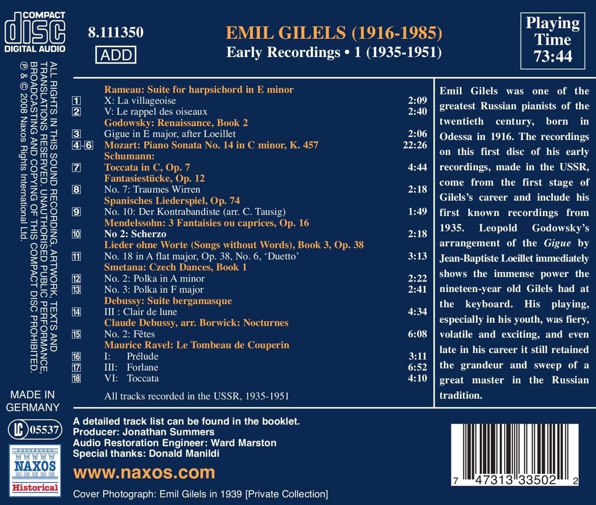 Emil Gilels: Early Recordings Vol. 1 - slide-1