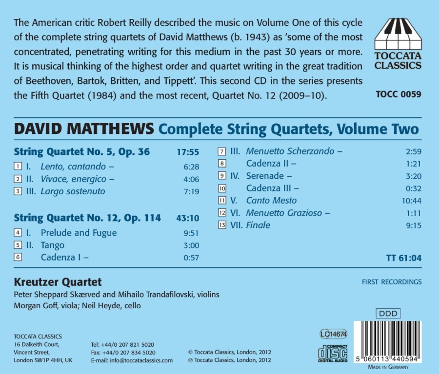Matthews: Complete String Quartets Vol. 2 - Nos. 5 & 12 - slide-1