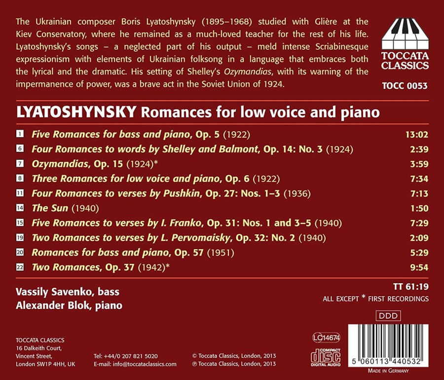 Lyatoshynsky: Romances for Low Voice and Piano - slide-1