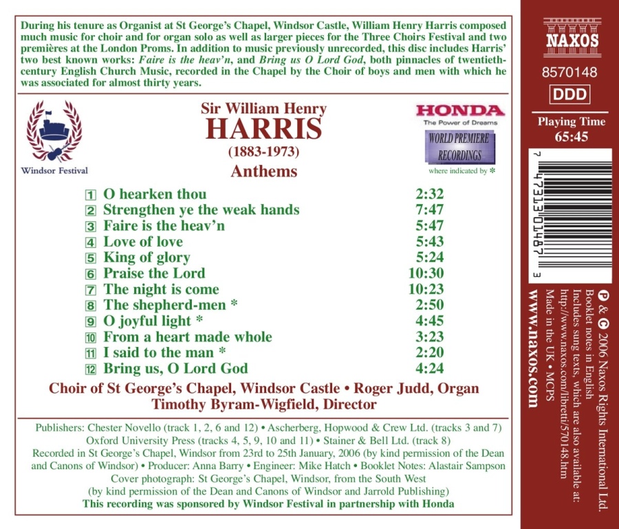 HARRIS: Choral Music  -  Anthems - slide-1
