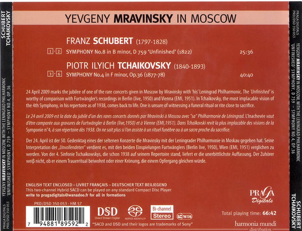 Yevgeny Mravinsky in Moscow - SCHUBERT: Symphony "Unfinished", TCHAIKOVSKY : Symphony No. 4 (nagr. 1959) - slide-1