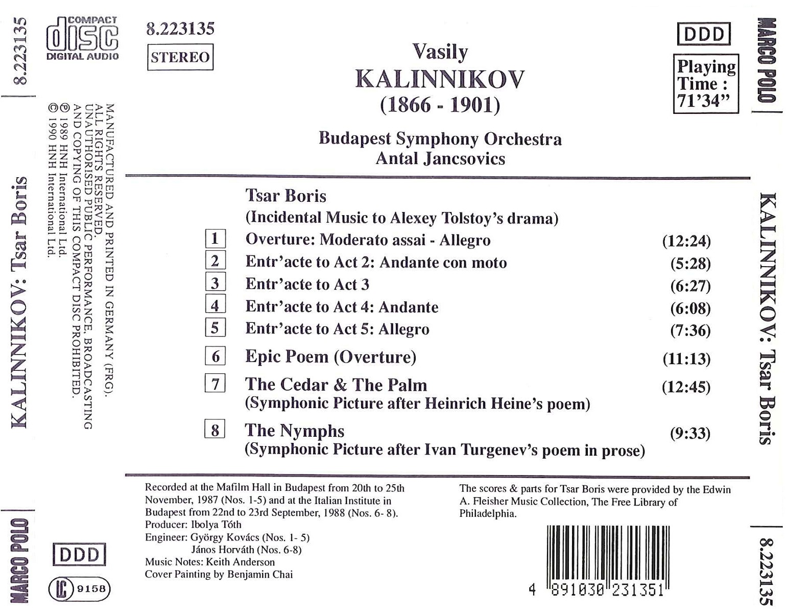 KALINNIKOV: Tsar Boris, Epic Poem, The Nymphs - slide-1