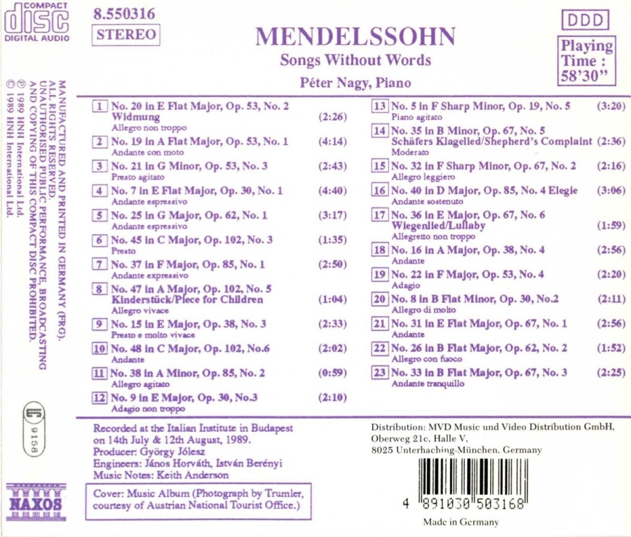 Mendelssohn: Songs without Words, Vol.1 - slide-1