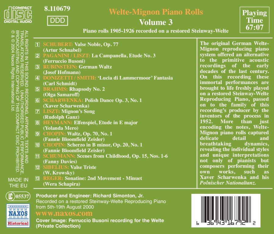 Welte-Mignon Piano Rolls, Vol. 3 (1905-1926) - slide-1