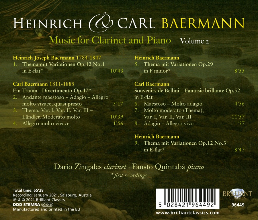 Baermann: Music for Clarinet & Piano Vol. 2 - slide-1