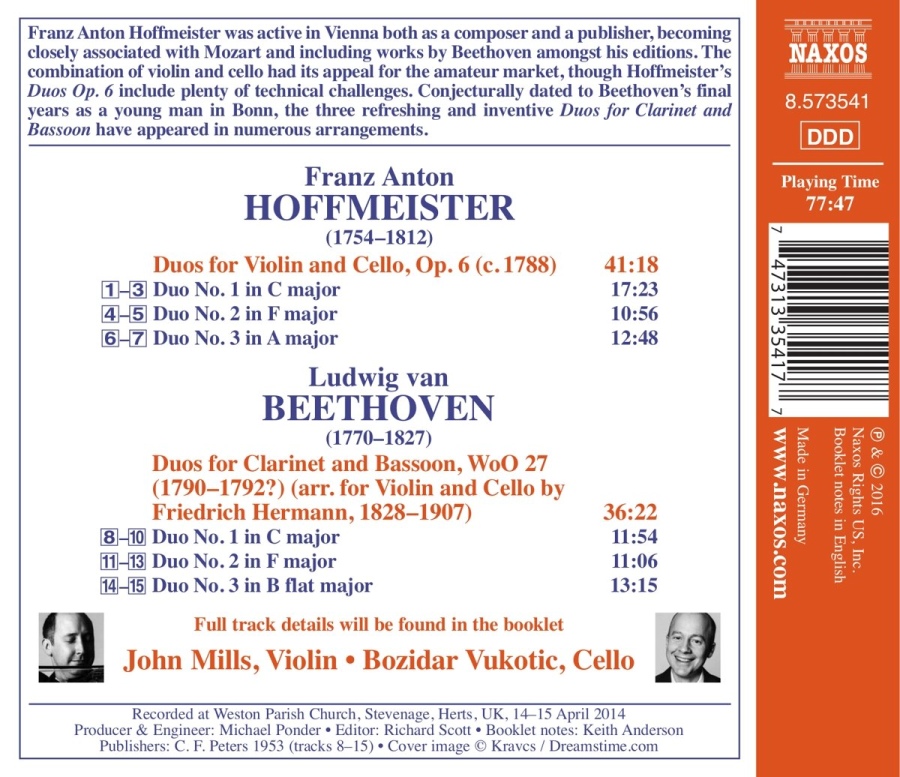Hoffmeister & Beethoven: Duos for Violin and Cello - slide-1