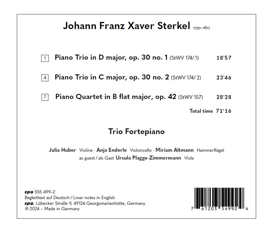 Sterkel: Piano Quartet; 2 Piano Trios - slide-1